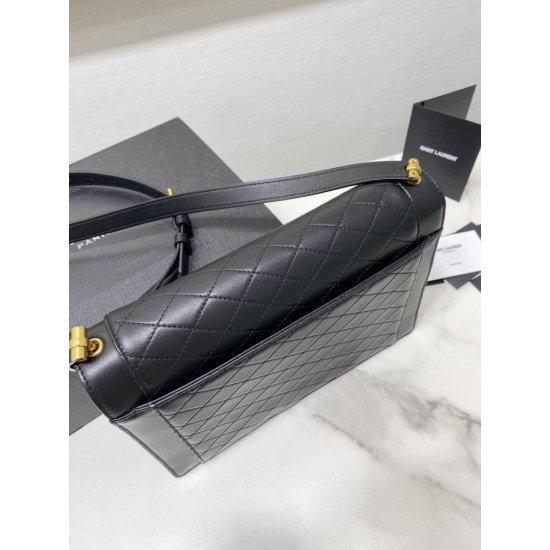 Fake YSL Saint Laurent gaby Satchel quilted Lambskin Bag Black Replica Replica YSL Saint Laurent gaby Satchel quilted Lambskin Bag Black