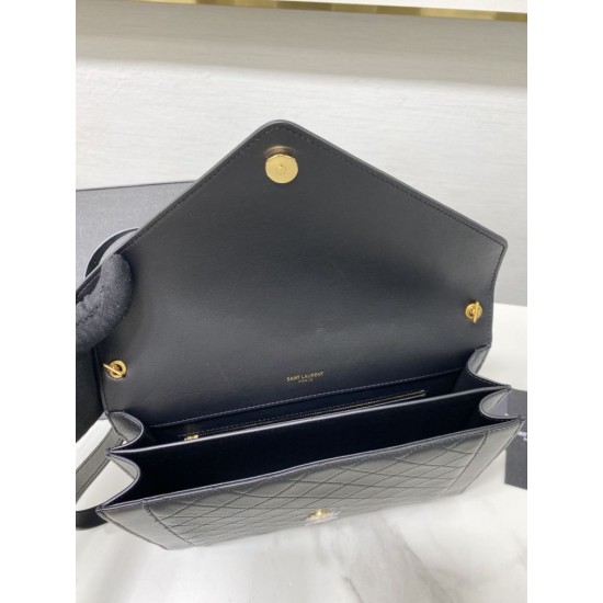Fake YSL Saint Laurent gaby Satchel quilted Lambskin Bag Black Replica Replica YSL Saint Laurent gaby Satchel quilted Lambskin Bag Black