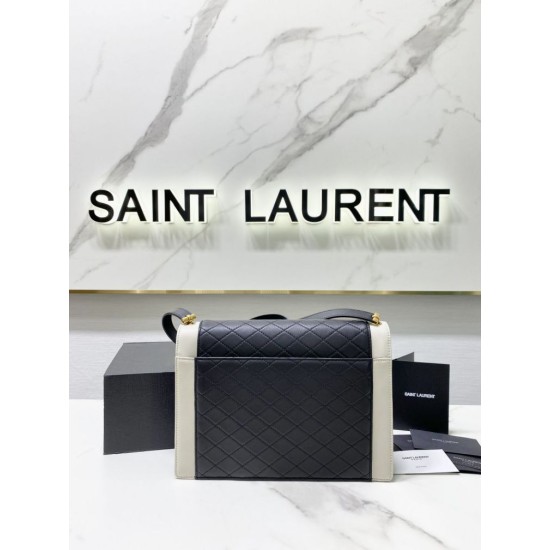 Replica YSL Saint Laurent gaby Satchel Vintage Lambskin Bag Black / White
