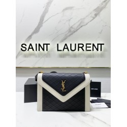 Replica YSL Saint Laurent gaby Satchel Vintage Lambskin Bag Black / White