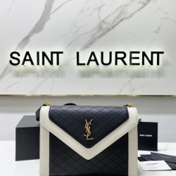 Replica YSL Saint Laurent gaby Satchel Vintage Lambskin Bag Black / White