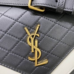 Replica YSL Saint Laurent gaby Satchel Vintage Lambskin Bag Black / White