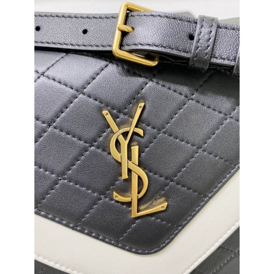 Replica YSL Saint Laurent gaby Satchel Vintage Lambskin Bag Black / White
