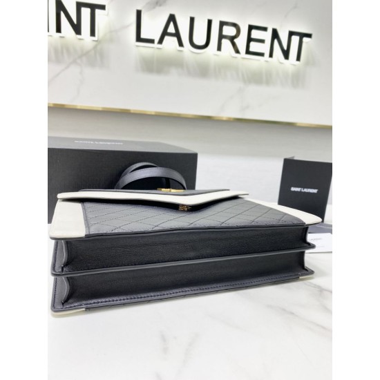 Replica YSL Saint Laurent gaby Satchel Vintage Lambskin Bag Black / White