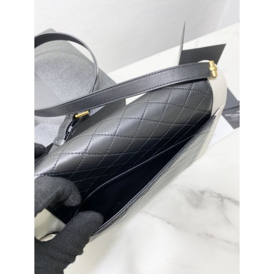 Replica YSL Saint Laurent gaby Satchel Vintage Lambskin Bag Black / White