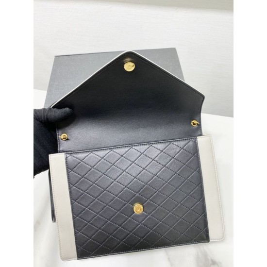 Replica YSL Saint Laurent gaby Satchel Vintage Lambskin Bag Black / White