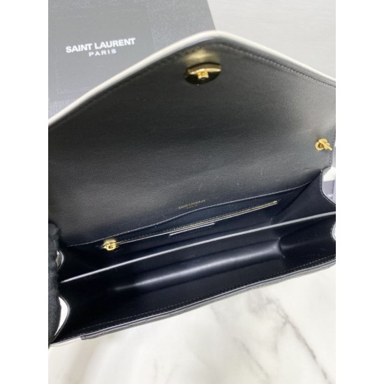 Replica YSL Saint Laurent gaby Satchel Vintage Lambskin Bag Black / White