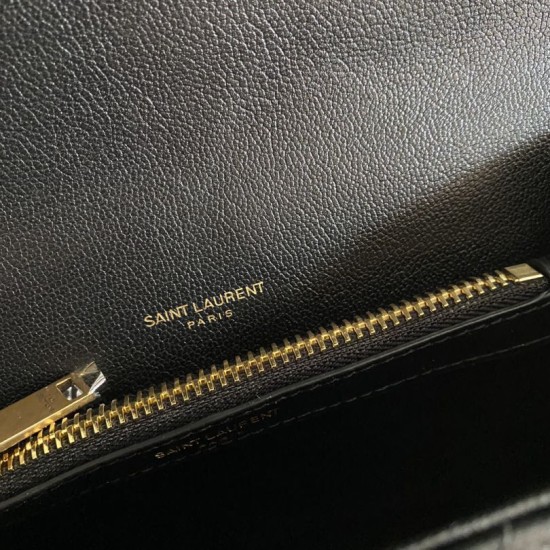 Replica YSL Saint Laurent Medium Envelope Kate Chain shoulder Bag Mix Matelasse Black Gold Fake YSL Saint Laurent Medium Envelope Kate Chain shoulder Bag Mix Matelasse Black Gold Replica
