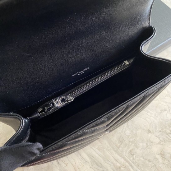 Fake YSL Saint Laurent Medium Envelope Kate Chain shoulder Bag Mix Matelasse Black Replica
