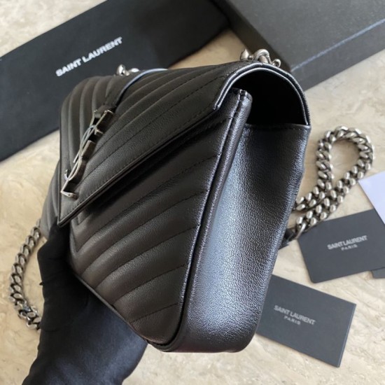 Replica YSL Saint Laurent Medium Envelope Kate Chain shoulder Bag Mix Matelasse Black Silver