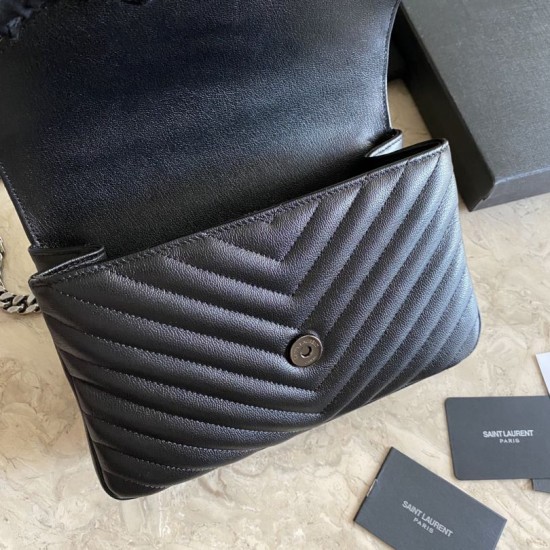 Replica YSL Saint Laurent Medium Envelope Kate Chain shoulder Bag Mix Matelasse Black Silver