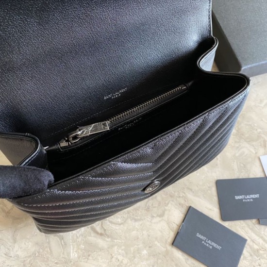 Replica YSL Saint Laurent Medium Envelope Kate Chain shoulder Bag Mix Matelasse Black Silver