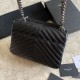 Replica YSL Saint Laurent Medium Envelope Kate Chain shoulder Bag Mix Matelasse Black Silver