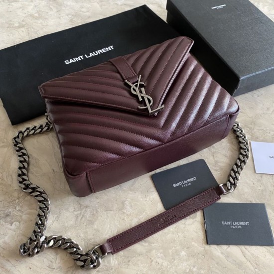 Fake YSL Saint Laurent Medium Envelope Kate Chain shoulder Bag Mix Matelasse Maroon Replica