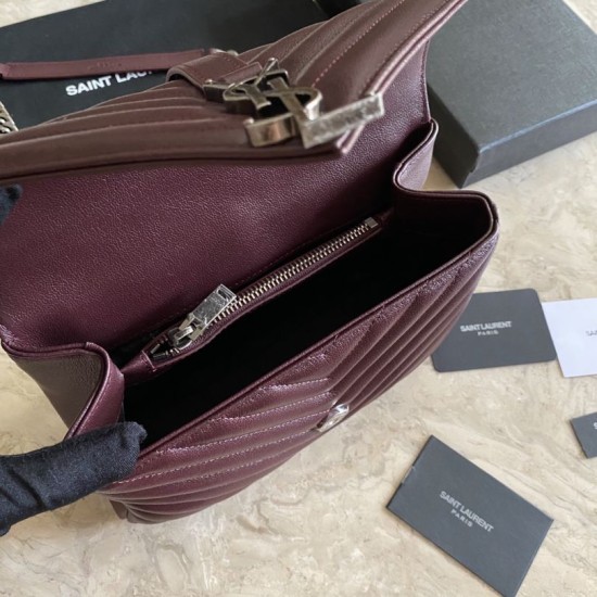 Fake YSL Saint Laurent Medium Envelope Kate Chain shoulder Bag Mix Matelasse Maroon Replica