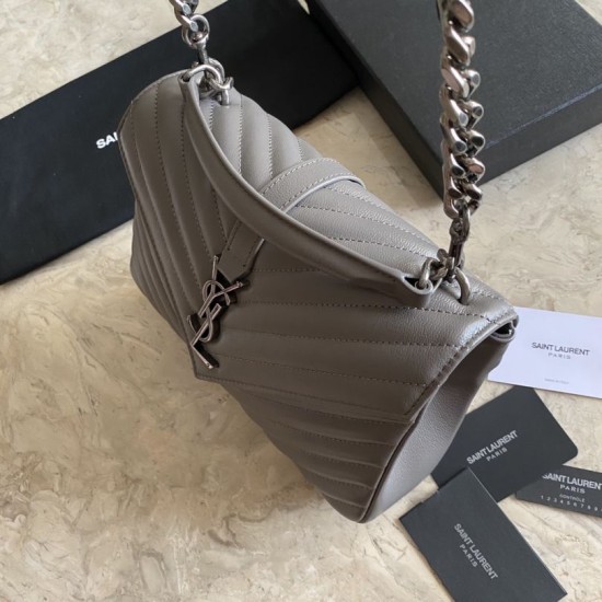 Fake YSL Saint Laurent Medium Envelope Kate Chain shoulder Bag Mix Matelasse Gray Replica