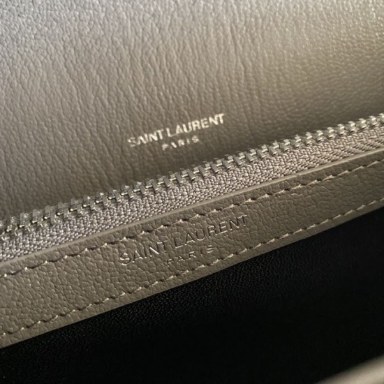 Fake YSL Saint Laurent Medium Envelope Kate Chain shoulder Bag Mix Matelasse Gray Replica