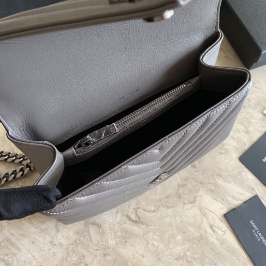 Fake YSL Saint Laurent Medium Envelope Kate Chain shoulder Bag Mix Matelasse Gray Replica