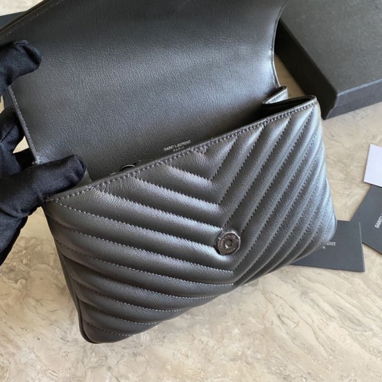 Replica YSL Saint Laurent Medium Envelope Kate Chain shoulder Bag Mix Matelasse Gray