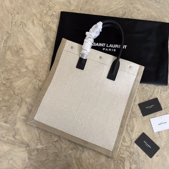 Replica YSL Saint Laurent rive gauche shopping bag White