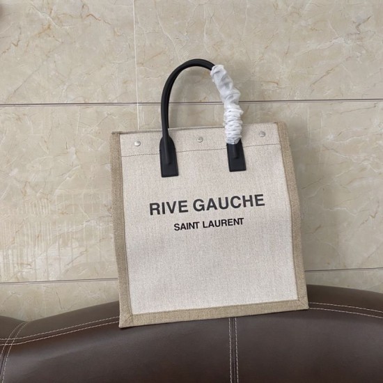 Replica YSL Saint Laurent rive gauche shopping bag White