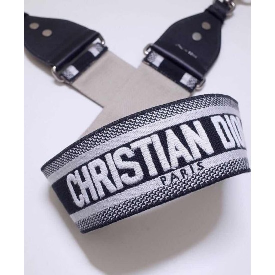 Replica Christian Dior Latte Multicolor Fully Embroidered Strap Black