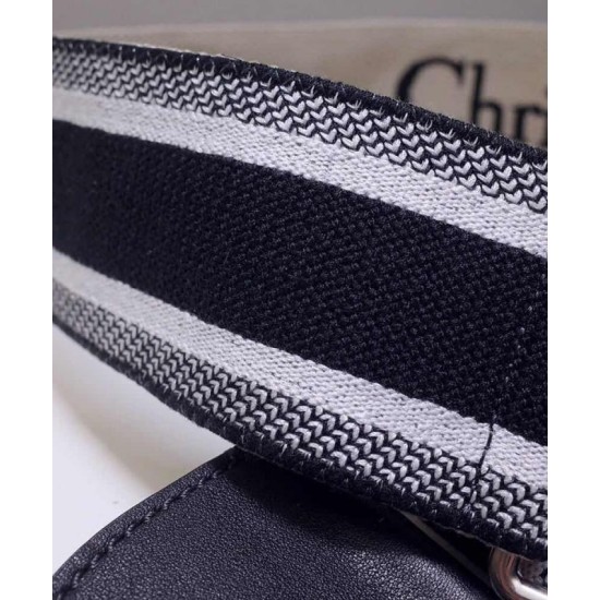 Replica Christian Dior Latte Multicolor Fully Embroidered Strap Black