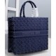 Replica Christian Dior Cannage Embroidered Velvet Dior Book Tote Dark Blue