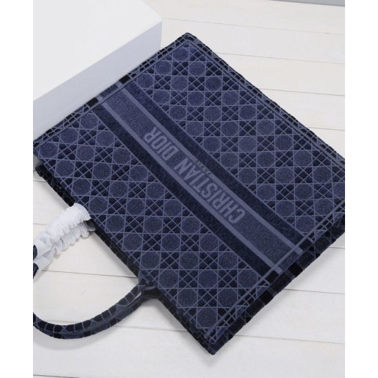 Replica Christian Dior Cannage Embroidered Velvet Dior Book Tote Dark Blue