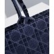 Replica Christian Dior Cannage Embroidered Velvet Dior Book Tote Dark Blue