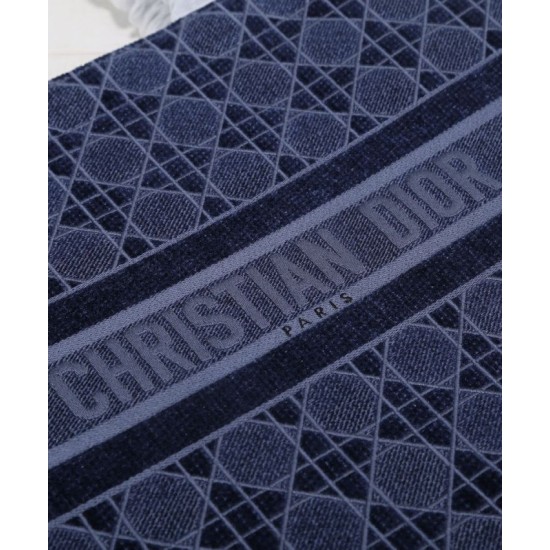 Replica Christian Dior Cannage Embroidered Velvet Dior Book Tote Dark Blue