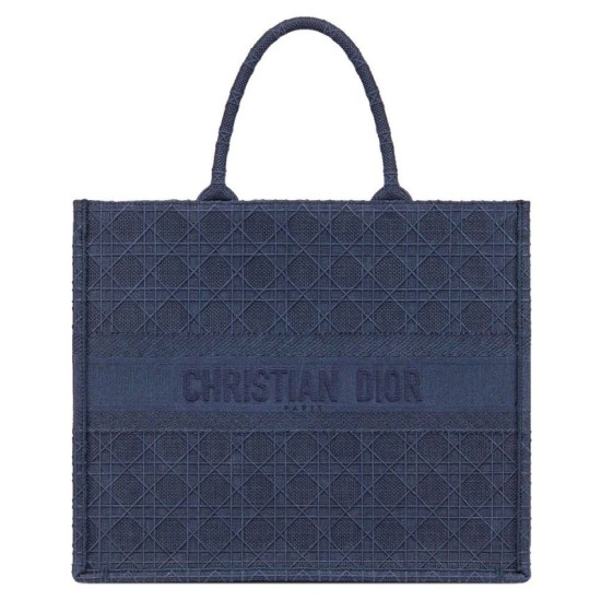 Replica Christian Dior Cannage Embroidery Dior Book Tote Bag Dark Blue