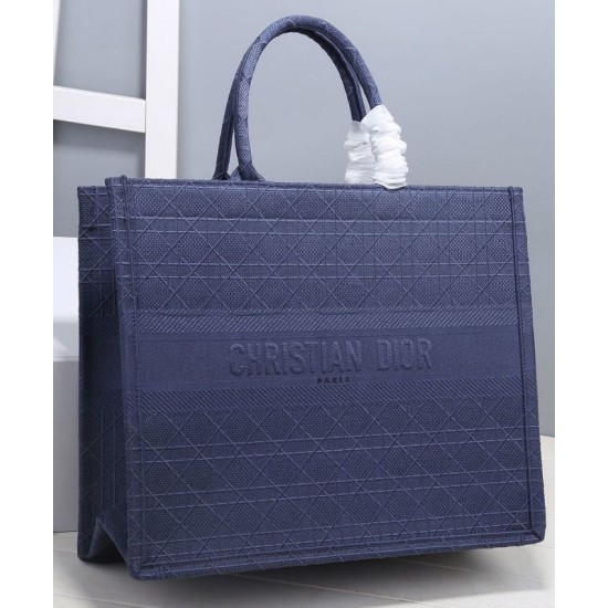 Replica Christian Dior Cannage Embroidery Dior Book Tote Bag Dark Blue