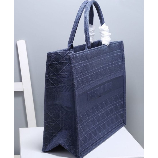 Replica Christian Dior Cannage Embroidery Dior Book Tote Bag Dark Blue
