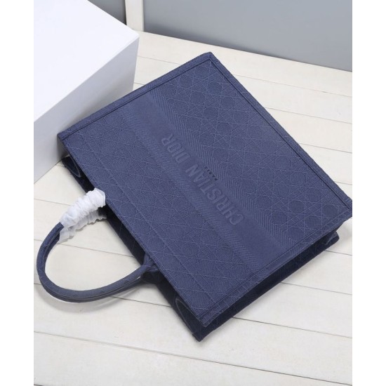 Replica Christian Dior Cannage Embroidery Dior Book Tote Bag Dark Blue
