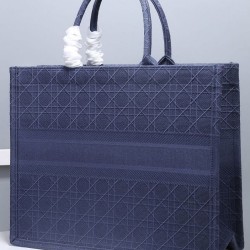 Replica Christian Dior Cannage Embroidery Dior Book Tote Bag Dark Blue