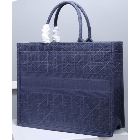 Replica Christian Dior Cannage Embroidery Dior Book Tote Bag Dark Blue