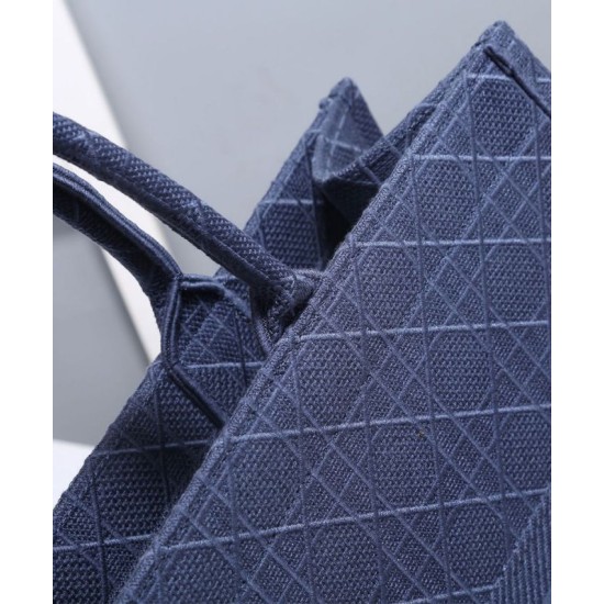 Replica Christian Dior Cannage Embroidery Dior Book Tote Bag Dark Blue