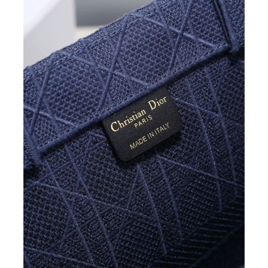 Replica Christian Dior Cannage Embroidery Dior Book Tote Bag Dark Blue