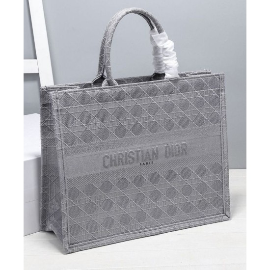 Replica Christian Dior Cannage Embroidery Dior Book Tote Bag Gray