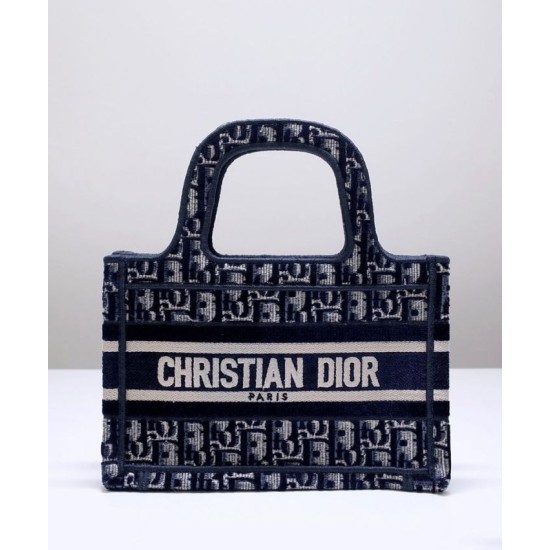Replica Christian Dior Mini Dior Book Tote Dark Blue