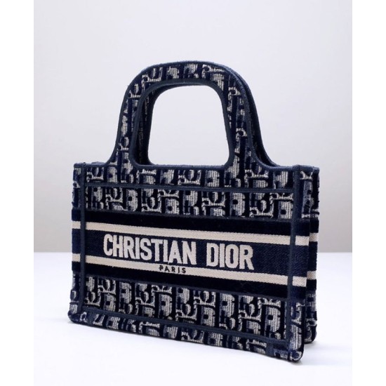 Replica Christian Dior Mini Dior Book Tote Dark Blue