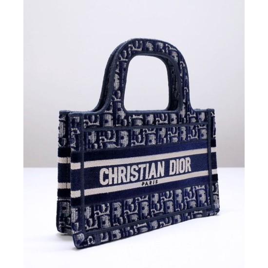 Replica Christian Dior Mini Dior Book Tote Dark Blue