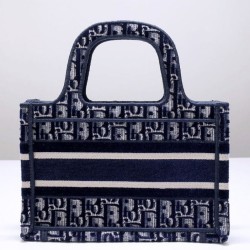 Replica Christian Dior Mini Dior Book Tote Dark Blue