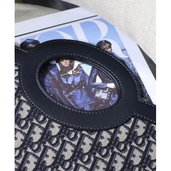 Fake Christian Dior Foldable clutch Dark Blue Replica