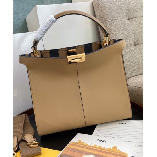 Fake Peekaboo X-lite Medium Leather Bag Apricot Replica