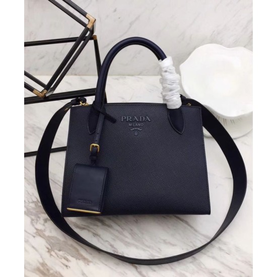 Replica Prada Monochrome Saffiano Leather Bag 1BA156 Dark Blue