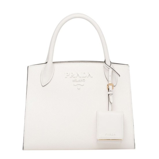 Replica Prada Monochrome Saffiano Leather Bag 1BA156 White
