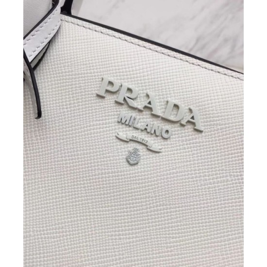 Replica Prada Monochrome Saffiano Leather Bag 1BA156 White