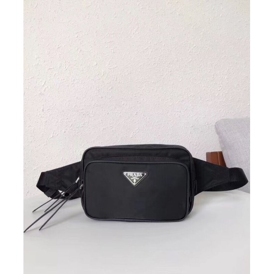 Replica Prada Nylon And Saffiano Fanny Pack 1BL010 Black